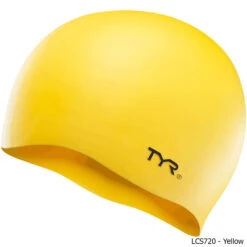 TYR Wrinkle-Free Silicone Adult Swim Cap -KAYAKK Water Shop LCS720 YellowTxt